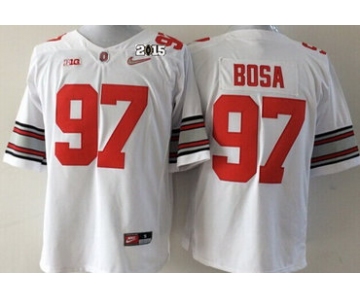 Ohio State Buckeyes #97 Joey Bosa 2015 Playoff Rose Bowl Special Event Diamond Quest White 2015 BCS Patch Jersey