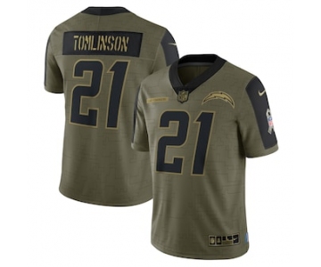 Men's Los Angeles Chargers #21 LaDainian Tomlinson Nike Olive 2021 Salute To Service Retired Player Limited Jersey