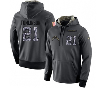 NFL Men's Nike San Diego Chargers #21 LaDainian Tomlinson Stitched Black Anthracite Salute to Service Player Performance Hoodie