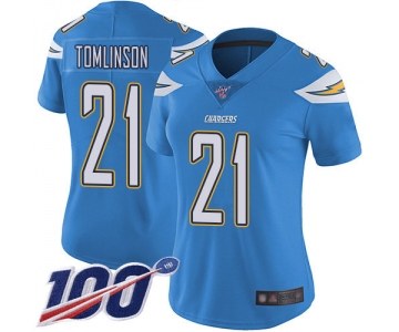 Nike Chargers #21 LaDainian Tomlinson Electric Blue Alternate Women's Stitched NFL 100th Season Vapor Limited Jersey
