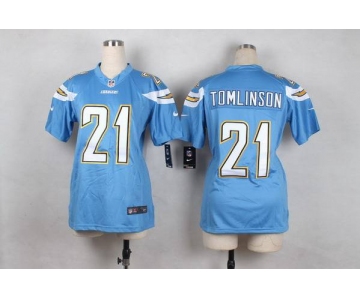 Women's San Diego Chargers #21 LaDainian Tomlinson 2013 Nike Light Blue Game Jersey