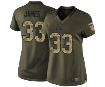 Chargers #33 Derwin James Jr Green Women's Stitched Football Limited 2015 Salute to Service Jersey