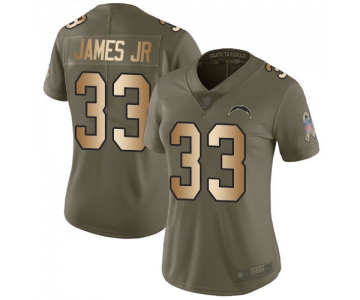 Nike Chargers #33 Derwin James Jr Olive Gold Women's Stitched NFL Limited 2017 Salute to Service Jersey