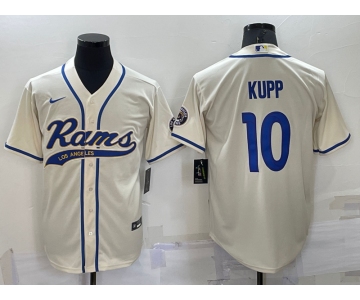 Men's Los Angeles Rams #10 Cooper Kupp Cream Stitched Cool Base Nike Baseball Jersey