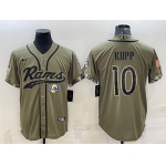 Men's Los Angeles Rams #10 Cooper Kupp Olive 2022 Salute to Service Cool Base Stitched Baseball Jersey