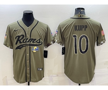 Men's Los Angeles Rams #10 Cooper Kupp Olive 2022 Salute to Service Cool Base Stitched Baseball Jersey