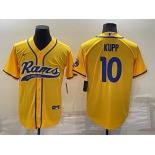 Men's Los Angeles Rams #10 Cooper Kupp Yellow Stitched Cool Base Nike Baseball Jersey