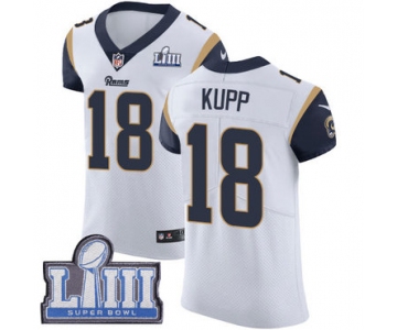 Men's Los Angeles Rams #18 Cooper Kupp White Nike NFL Road Vapor Untouchable Super Bowl LIII Bound Elite Jersey