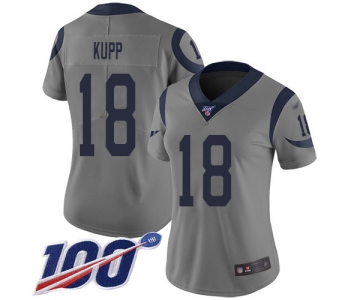 Nike Rams #18 Cooper Kupp Gray Women's Stitched NFL Limited Inverted Legend 100th Season Jersey