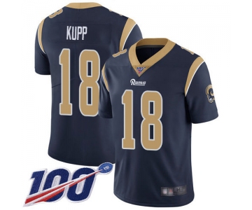 Nike Rams #18 Cooper Kupp Navy Blue Team Color Men's Stitched NFL 100th Season Vapor Limited Jersey