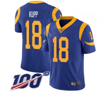 Nike Rams #18 Cooper Kupp Royal Blue Alternate Men's Stitched NFL 100th Season Vapor Limited Jersey