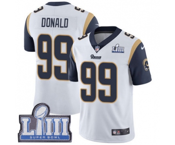 #99 Limited Aaron Donald White Nike NFL Road Men's Jersey Los Angeles Rams Vapor Untouchable Super Bowl LIII Bound