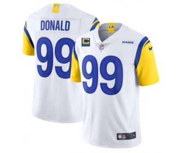 Men's Los Angeles Rams 2022 #99 Aaron Donald White With 4-star C Patch Stitched NFL Jersey