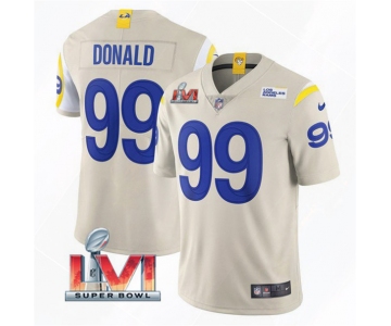 Men's Los Angeles Rams #99 Aaron Donald 2022 Bone Super Bowl LVI Vapor Limited Stitched Jersey