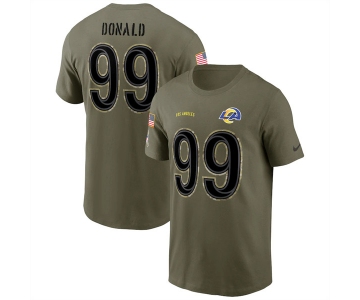 Men's Los Angeles Rams #99 Aaron Donald 2022 Olive Salute to Service T-Shirt