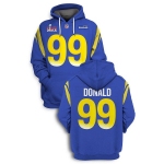 Men's Los Angeles Rams #99 Aaron Donald 2022 Royal Super Bowl LVI Pullover Hoodie