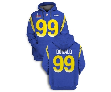 Men's Los Angeles Rams #99 Aaron Donald 2022 Royal Super Bowl LVI Pullover Hoodie