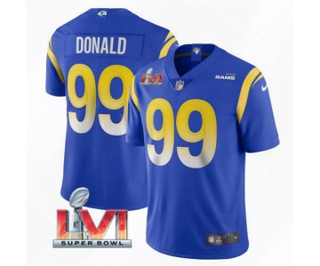 Men's Los Angeles Rams #99 Aaron Donald 2022 Royal Super Bowl LVI Vapor Limited Stitched Jersey