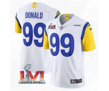 Men's Los Angeles Rams #99 Aaron Donald 2022 White Super Bowl LVI Vapor Limited Stitched Jersey