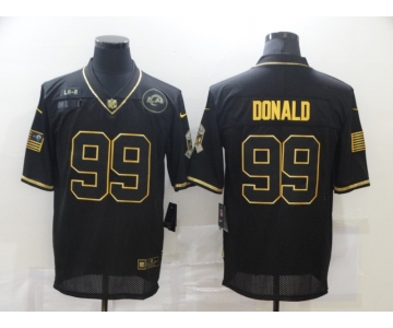 Men's Los Angeles Rams #99 Aaron Donald Black Gold 2020 Salute To Service Stitched NFL Nike Limited Jersey