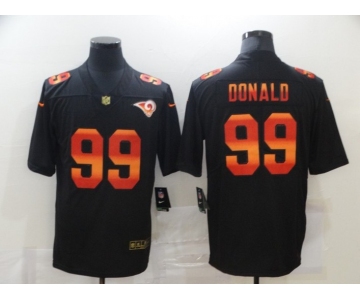 Men's Los Angeles Rams #99 Aaron Donald Black Red Orange Stripe Vapor Limited Nike NFL Jersey