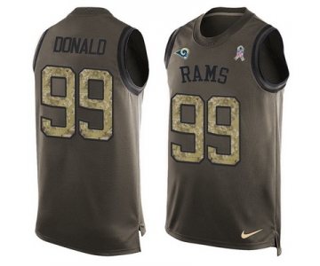 Men's Los Angeles Rams #99 Aaron Donald Green Salute to Service Hot Pressing Player Name & Number Nike NFL Tank Top Jersey