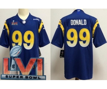 Men's Los Angeles Rams #99 Aaron Donald Limited Royal 2022 Super Bowl LVI Bound Vapor Jersey