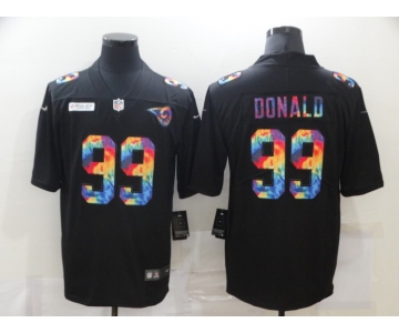 Men's Los Angeles Rams #99 Aaron Donald Multi-Color Black 2020 NFL Crucial Catch Vapor Untouchable Nike Limited Jersey