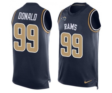 Men's Los Angeles Rams #99 Aaron Donald Navy Blue Hot Pressing Player Name & Number Nike NFL Tank Top Jersey