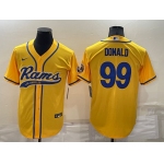 Men's Los Angeles Rams #99 Aaron Donald Yellow Stitched Cool Base Nike Baseball Jersey