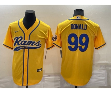 Men's Los Angeles Rams #99 Aaron Donald Yellow Stitched Cool Base Nike Baseball Jersey