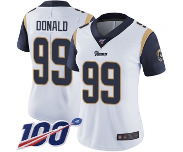 Nike Rams #99 Aaron Donald White Women's Stitched NFL 100th Season Vapor Limited Jersey