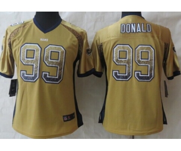 Nike St. Louis Rams #99 Aaron Donald Drift Fashion Gold Womens Jersey