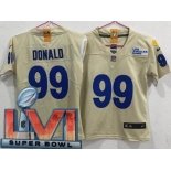 Women's Los Angeles Rams #99 Aaron Donald Limited Bone 2022 Super Bowl LVI Bound Vapor Jersey