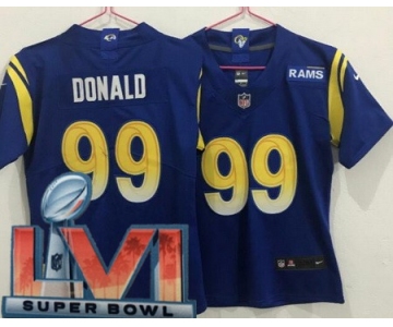 Women's Los Angeles Rams #99 Aaron Donald Limited Royal 2022 Super Bowl LVI Bound Vapor Jersey