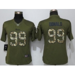 Women's St. Louis Rams #99 Aaron Donald Green Salute to Service NFL Nike Limited Jersey