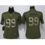 Women's St. Louis Rams #99 Aaron Donald Green Salute to Service NFL Nike Limited Jersey