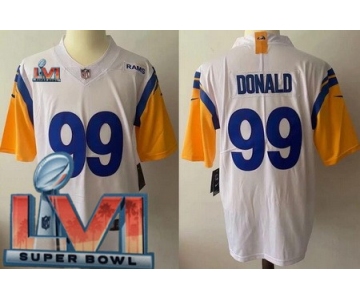 Youth Los Angeles Rams #99 Aaron Donald Limited White Alternate 2022 Super Bowl LVI Bound Vapor Jersey