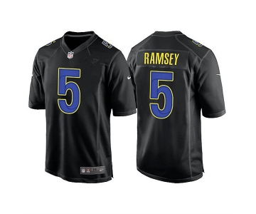 Men's Los Angeles Rams #5 Jalen Ramsey 2022 Black Game Stitched Jersey