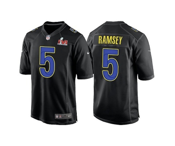 Men's Los Angeles Rams #5 Jalen Ramsey 2022 Black Super Bowl LVI Game Stitched Jersey