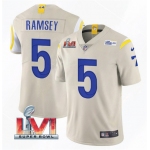 Men's Los Angeles Rams #5 Jalen Ramsey 2022 Bone Super Bowl LVI Vapor Limited Stitched Jersey