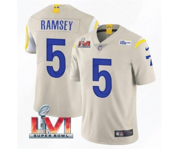 Men's Los Angeles Rams #5 Jalen Ramsey 2022 Bone Super Bowl LVI Vapor Limited Stitched Jersey