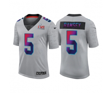 Men's Los Angeles Rams #5 Jalen Ramsey 2022 Grey Super Bowl LVI Limited Stitched Jersey