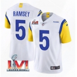Men's Los Angeles Rams #5 Jalen Ramsey 2022 White Super Bowl LVI Vapor Limited Stitched Jersey