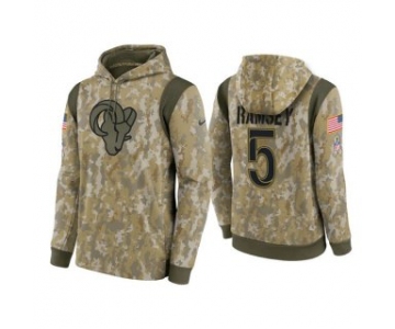 Men's Los Angeles Rams #5 Jalen Ramsey Camo 2021 Salute To Service Therma Performance Pullover Hoodie