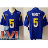 Men's Los Angeles Rams #5 Jalen Ramsey Limited Blue 2022 Super Bowl LVI Bound Vapor Jersey