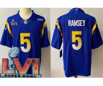 Men's Los Angeles Rams #5 Jalen Ramsey Limited Blue 2022 Super Bowl LVI Bound Vapor Jersey