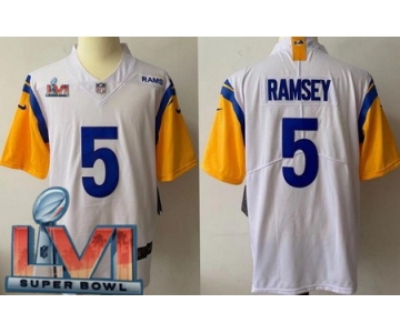 Men's Los Angeles Rams #5 Jalen Ramsey Limited White Alternate 2022 Super Bowl LVI Bound Vapor Jersey