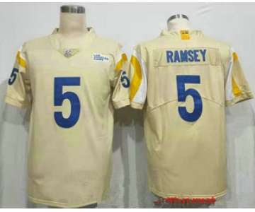 Men's Los Angeles Rams #5 Jalen Ramsey cream 2021 new vapor untouchable stitched nfl nike limited Jersey