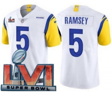 Youth Los Angeles Rams #5 Jalen Ramsey Limited White Alternate 2022 Super Bowl LVI Bound Vapor Jersey